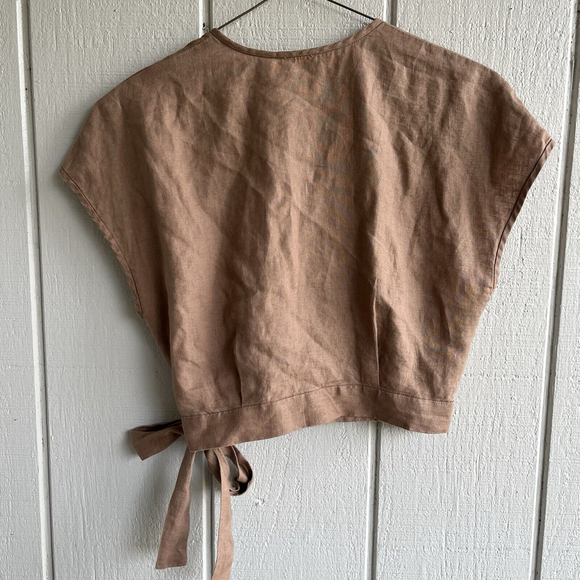 Aritzia Wilfred Brax Linen Wrap Top in Nutmeg Brown Size M - Picture 5 of 6